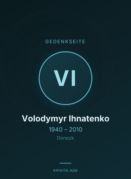 Gedenkportrait von Volodymyr Ihnatenko