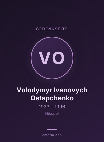 Gedenkportrait von Volodymyr Ivanovych Ostapchenko