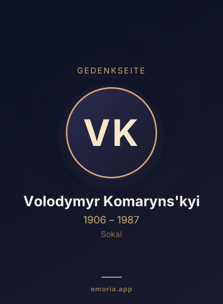 Gedenkportrait von Volodymyr Komaryns'kyi
