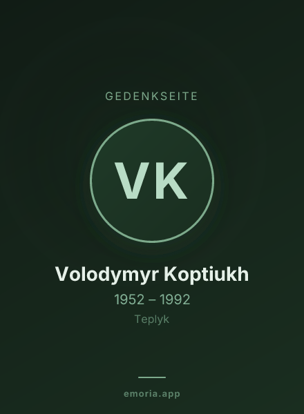 Gedenkportrait von Volodymyr Koptiukh