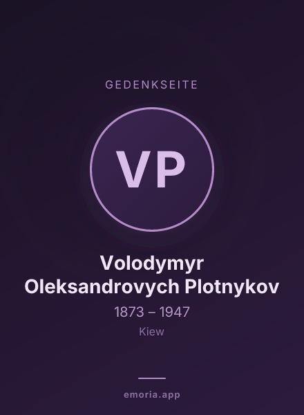 Gedenkportrait von Volodymyr Oleksandrovych Plotnykov
