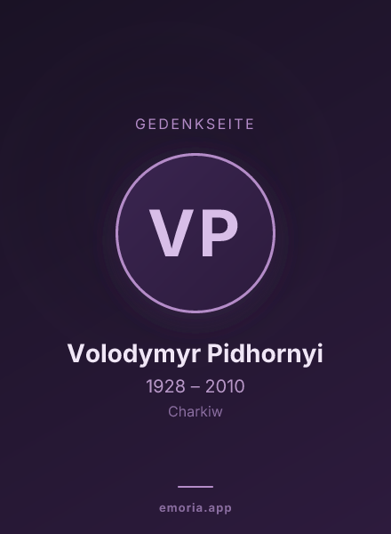 Gedenkportrait von Volodymyr Pidhornyi