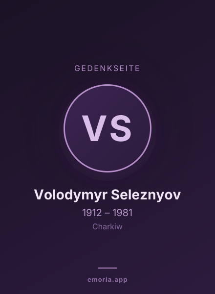 Gedenkportrait von Volodymyr Seleznyov