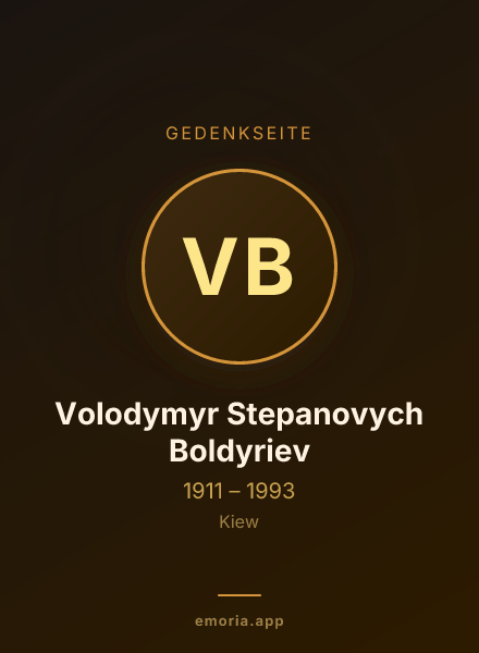 Gedenkportrait von Volodymyr Stepanovych Boldyriev