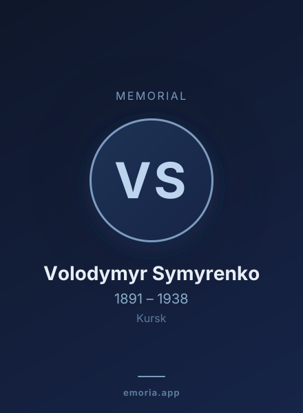 Memorial portrait of Volodymyr Symyrenko