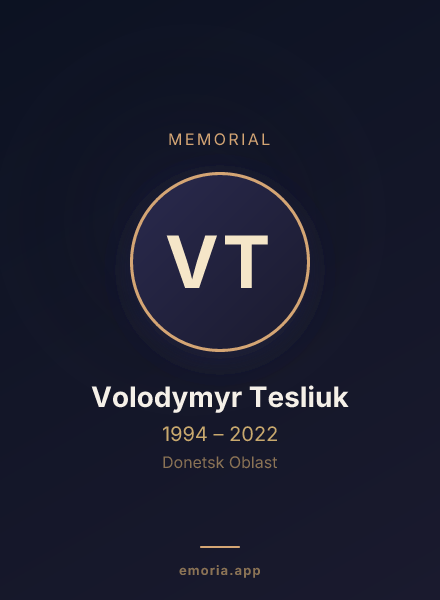 Memorial portrait of Volodymyr Tesliuk