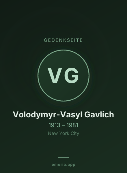 Gedenkportrait von Volodymyr-Vasyl Gavlich