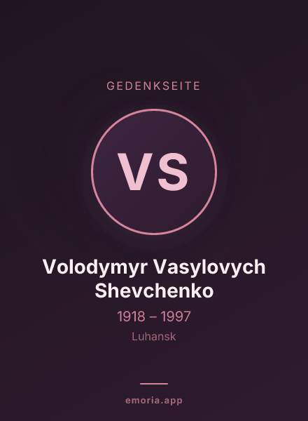 Gedenkportrait von Volodymyr Vasylovych Shevchenko