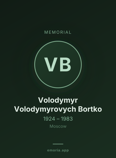 Memorial portrait of Volodymyr Volodymyrovych Bortko