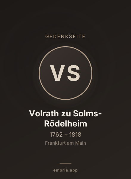 Gedenkportrait von Volrath zu Solms-Rödelheim