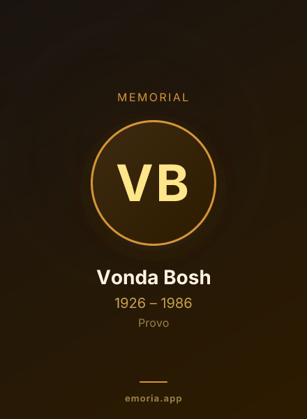 Memorial portrait of Vonda Bosh