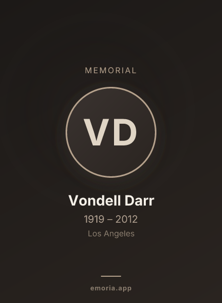Memorial portrait of Vondell Darr