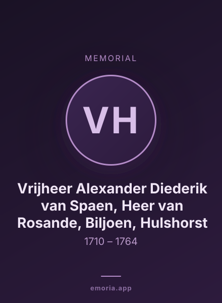 Memorial portrait of Vrijheer Alexander Diederik van Spaen, Heer van Rosande, Biljoen, Hulshorst