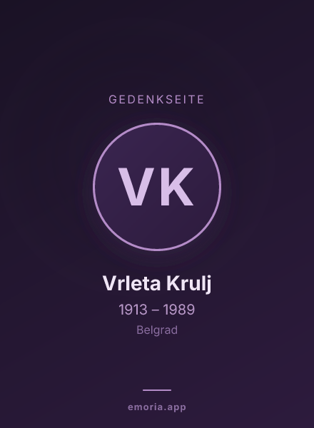 Gedenkportrait von Vrleta Krulj