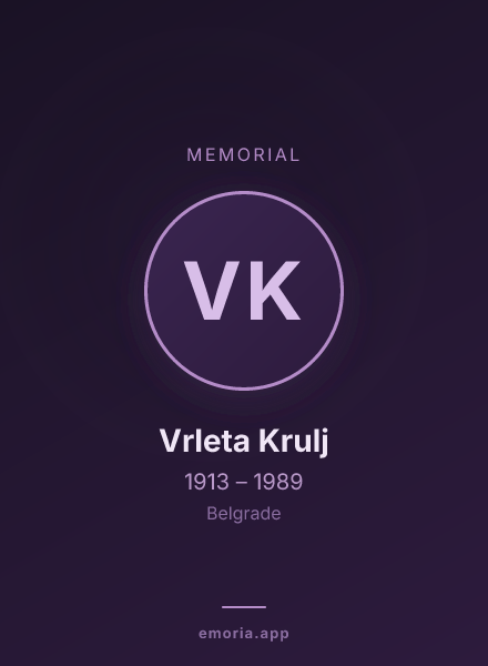 Memorial portrait of Vrleta Krulj