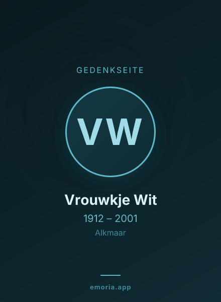 Gedenkportrait von Vrouwkje Wit
