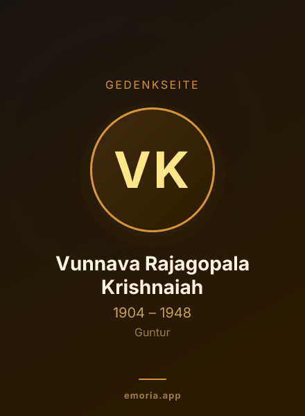 Gedenkportrait von Vunnava Rajagopala Krishnaiah