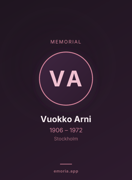 Memorial portrait of Vuokko Arni