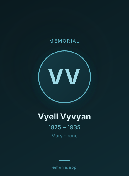 Memorial portrait of Vyell Vyvyan