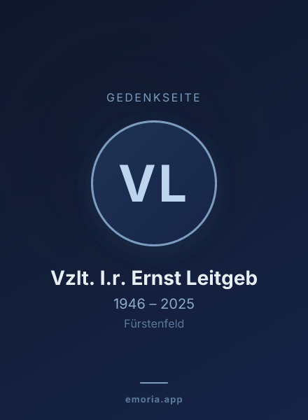 Gedenkportrait von Vzlt. I.r. Ernst Leitgeb