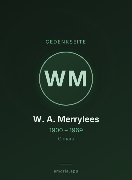 Gedenkportrait von W. A. Merrylees