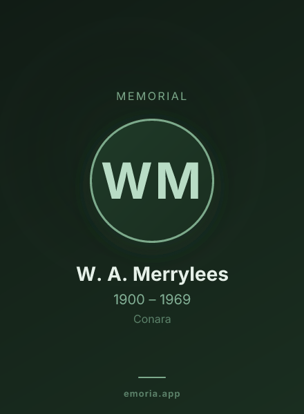 Memorial portrait of W. A. Merrylees