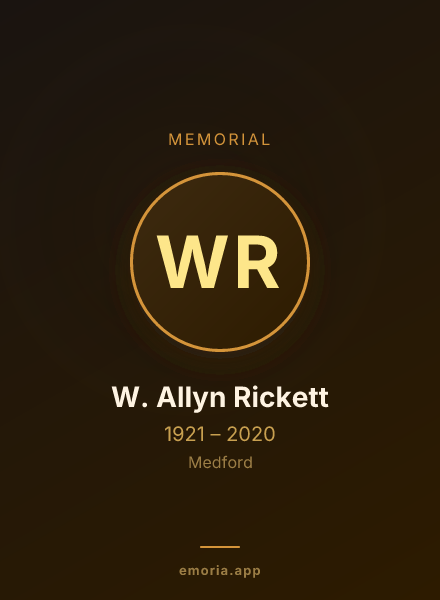 Memorial portrait of W. Allyn Rickett