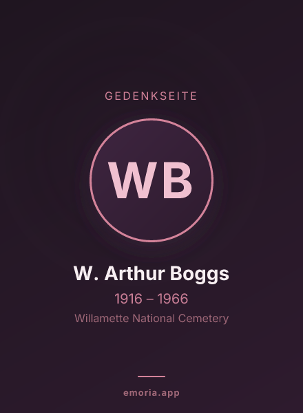 Gedenkportrait von W. Arthur Boggs