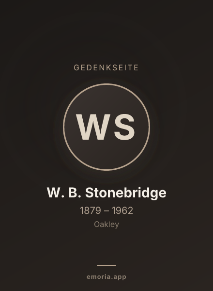 Gedenkportrait von W. B. Stonebridge