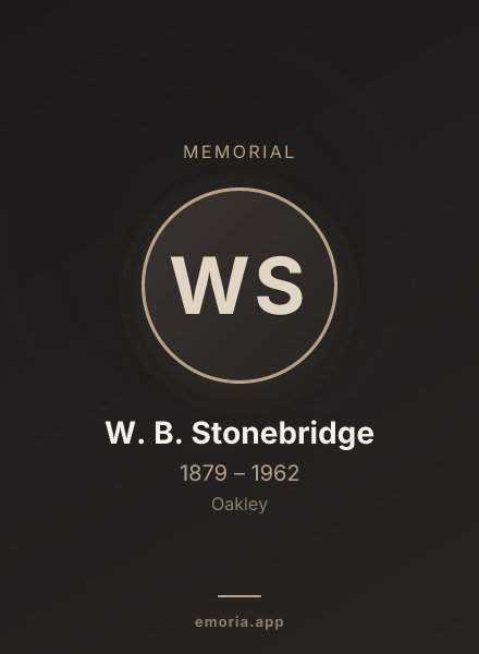 Memorial portrait of W. B. Stonebridge