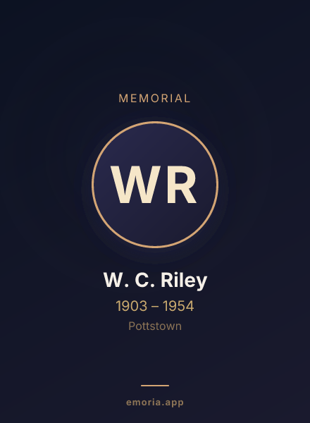 Memorial portrait of W. C. Riley