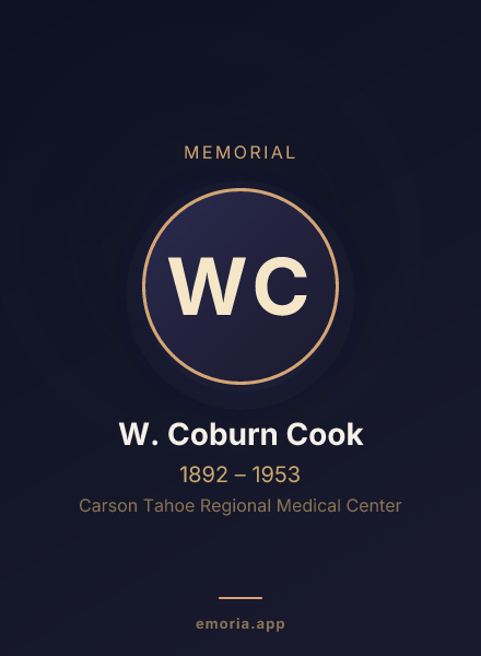 Memorial portrait of W. Coburn Cook