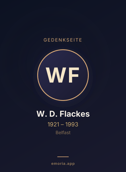 Gedenkportrait von W. D. Flackes