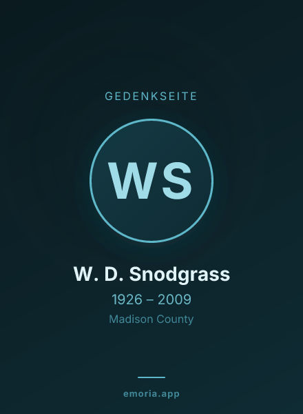 Gedenkportrait von W. D. Snodgrass