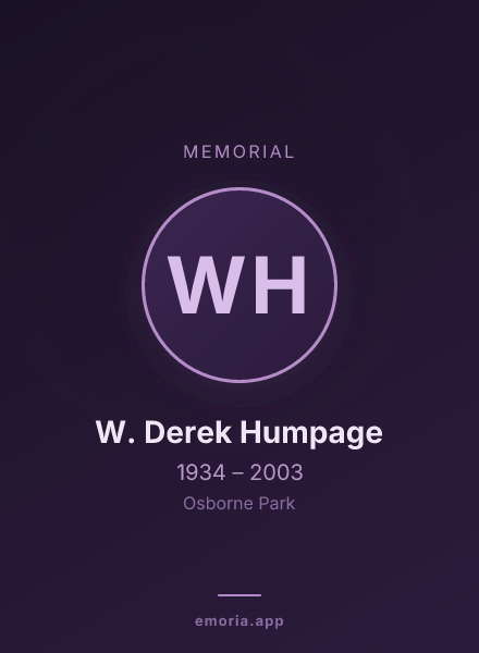Memorial portrait of W. Derek Humpage
