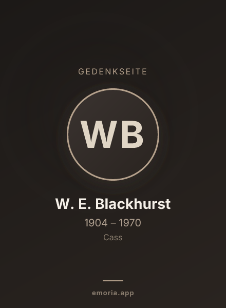 Gedenkportrait von W. E. Blackhurst
