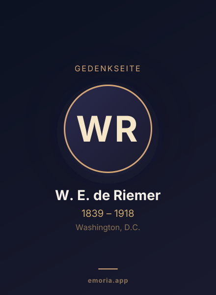 Gedenkportrait von W. E. de Riemer