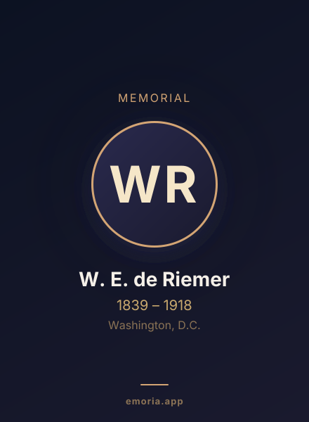 Memorial portrait of W. E. de Riemer