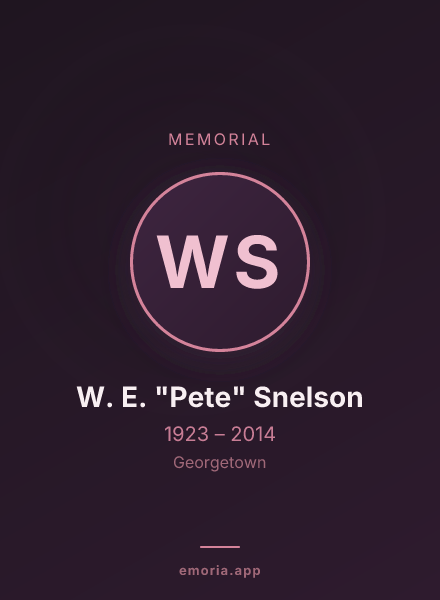 Memorial portrait of W. E. "Pete" Snelson