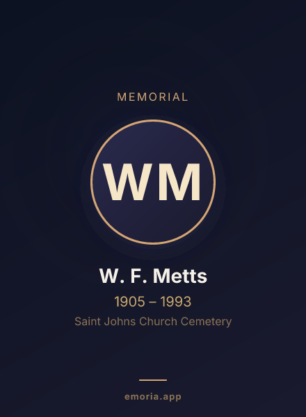 Memorial portrait of W. F. Metts