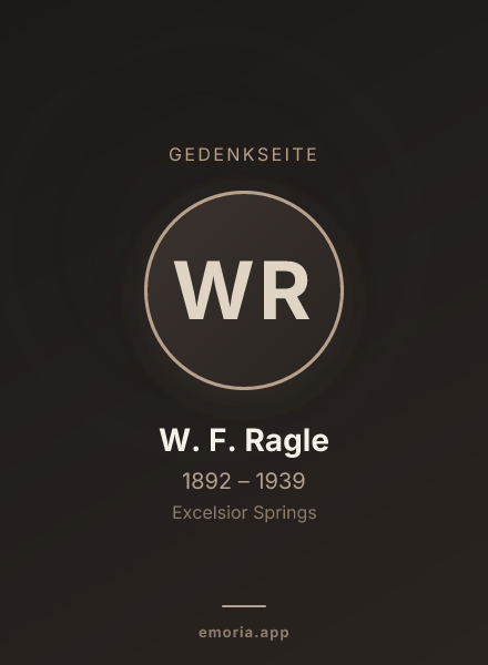 Gedenkportrait von W. F. Ragle