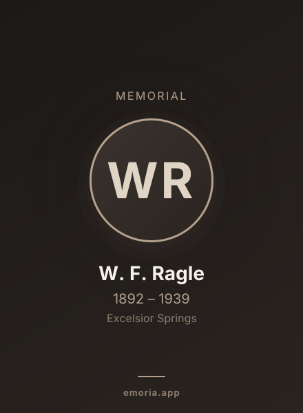 Memorial portrait of W. F. Ragle