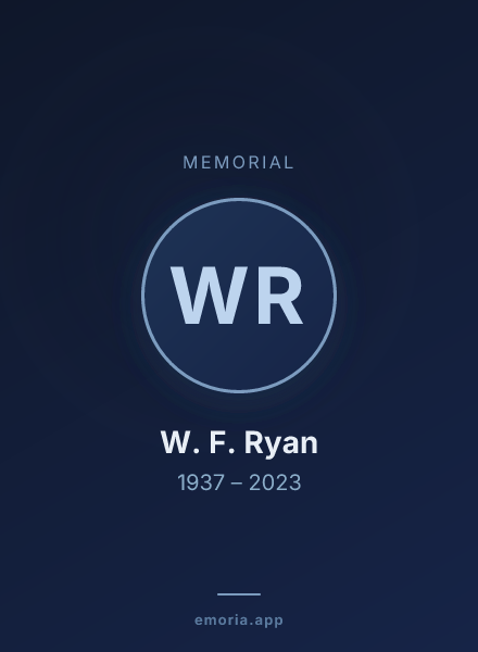 Memorial portrait of W. F. Ryan