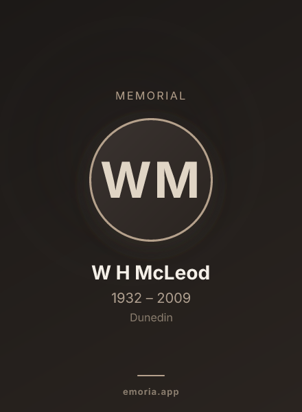 Memorial portrait of W H McLeod