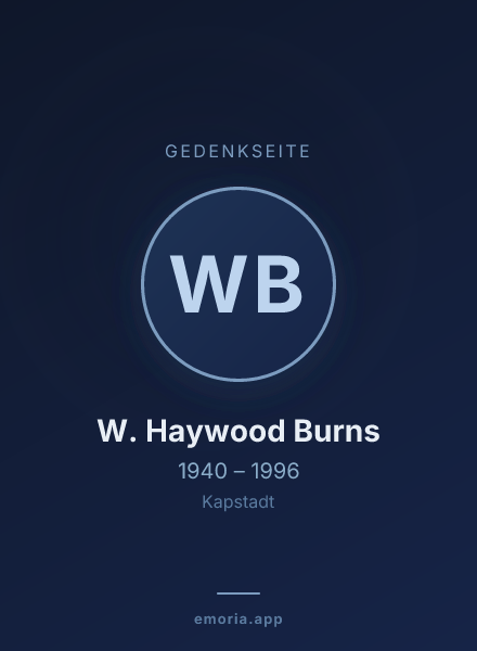Gedenkportrait von W. Haywood Burns