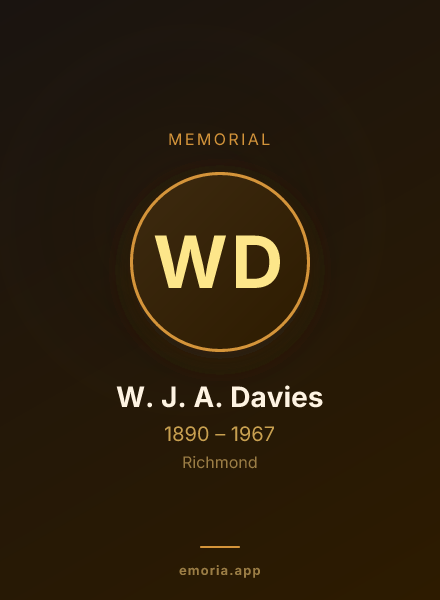 Memorial portrait of W. J. A. Davies