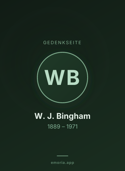 Gedenkportrait von W. J. Bingham