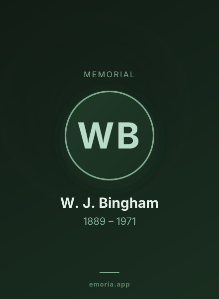 Memorial portrait of W. J. Bingham
