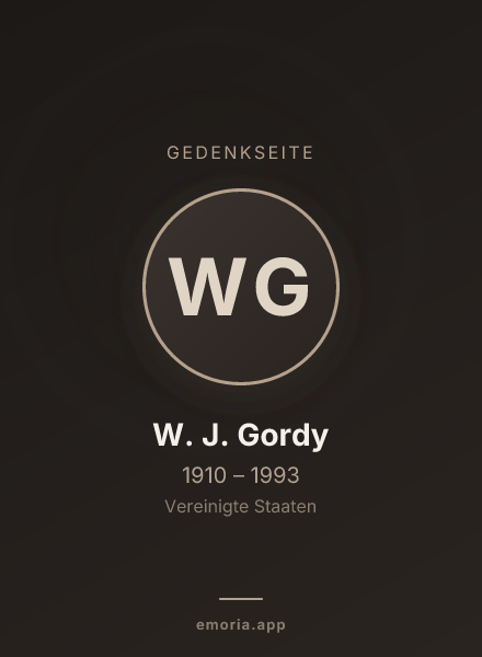 Gedenkportrait von W. J. Gordy