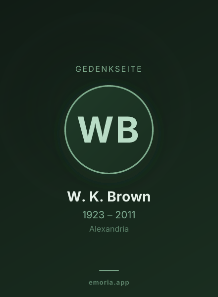 Gedenkportrait von W. K. Brown